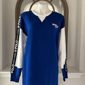 RARE* Polo Ralph Lauren Long Sleeve Rétro Dress in Blue, NWT, Size M